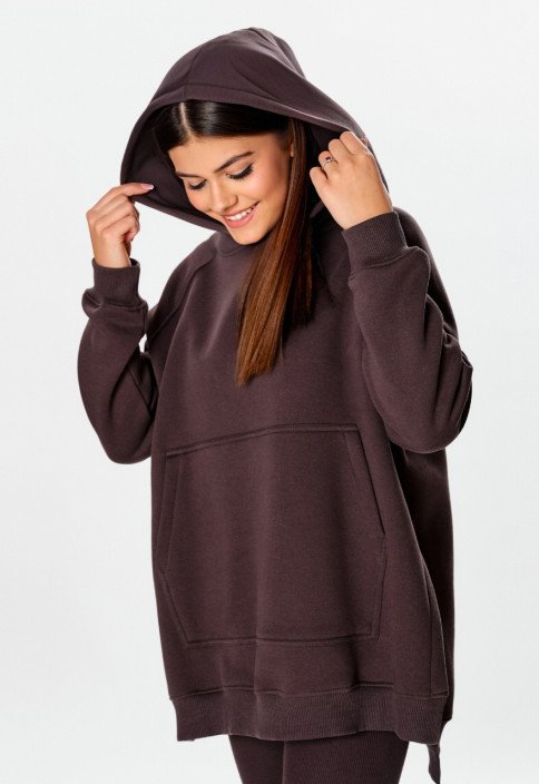 Bluza z kapturem czekoladowa, brązowa MIA Cottonland