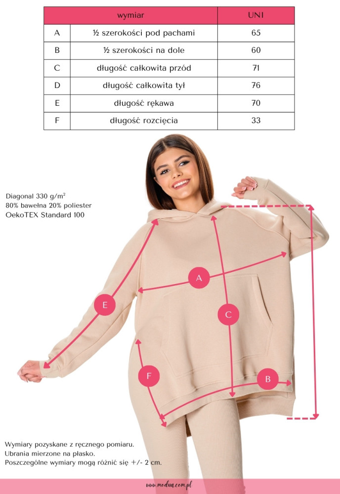 tabela rozmiarowa bluza MIA Cottonland
