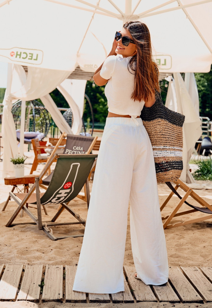 Komplet na lato – bawełniane szerokie spodnie i top