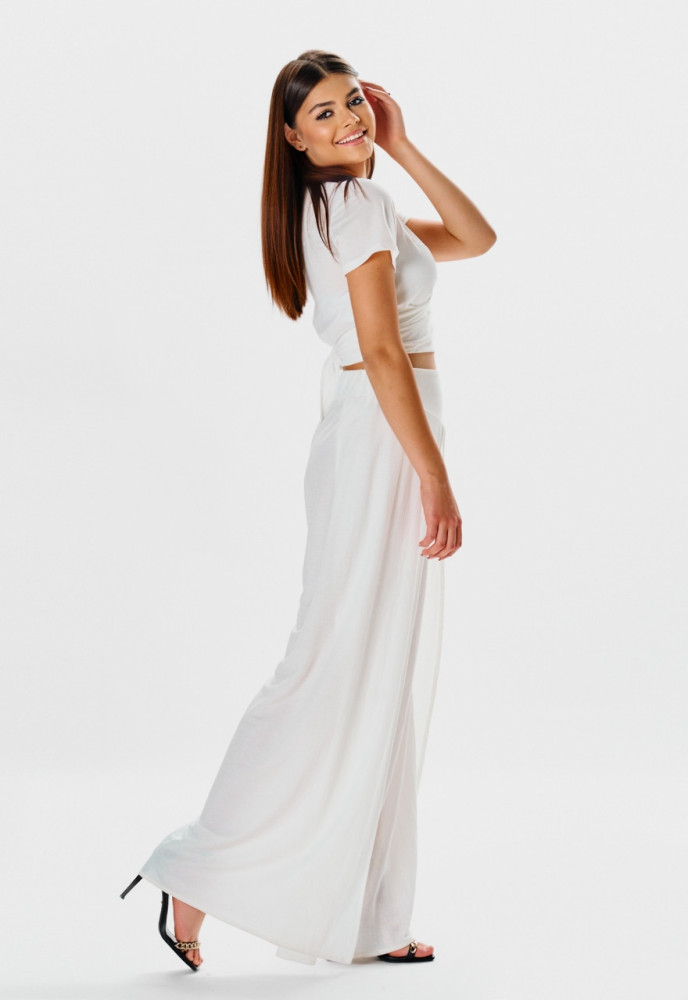 Komplet na lato – bawełniane szerokie spodnie i top