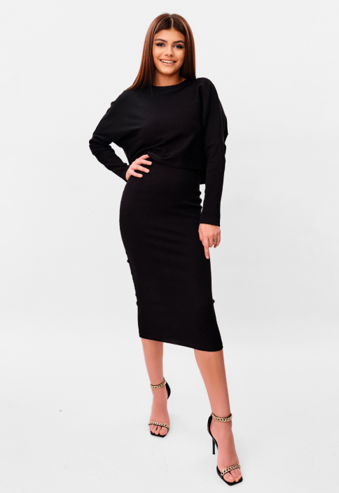 Sukienka letnia na ramiączkach, czarna - VANESSA BLACK