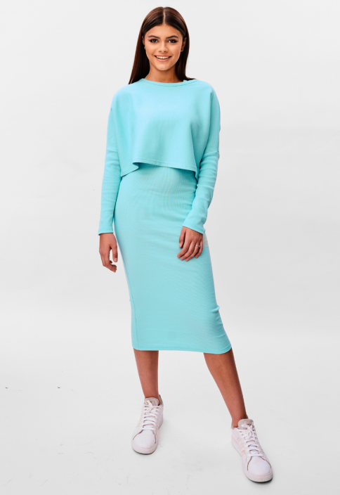 Sukienka letnia na ramiączkach, błękitna - VANESSA AQUA