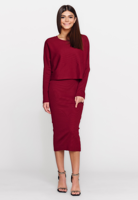 Sukienka letnia na ramiączkach, bordowa - VANESSA CLARET