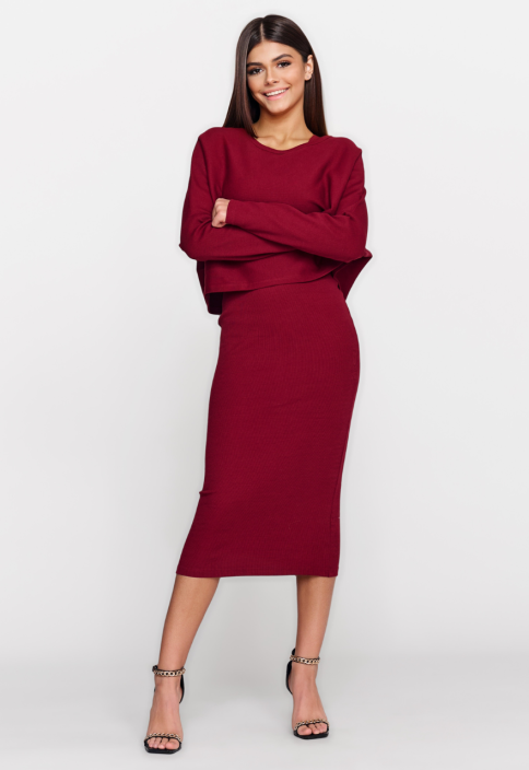 Sukienka letnia na ramiączkach, bordowa - VANESSA CLARET