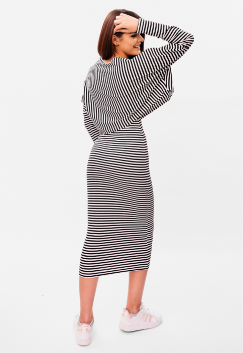 Sukienka letnia na ramiączkach, w czarnee paski - VANESSA BLACK STRIPES