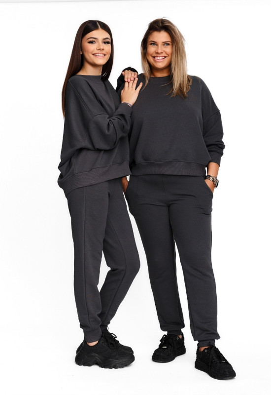 Dres COMFY GRAPHITE, luźna bluza oraz spodnie. Zestaw w kolorze antracytowym od polskiego producenta Cottonland.