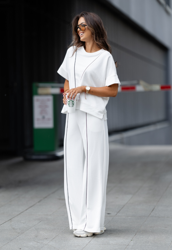 Szerokie spodnie szwedy - NASTI ECRU