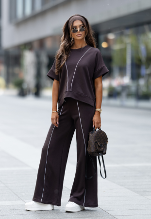 Dres bluza i spodnie z szeroką nogawką - NASTI CHOCOLATE