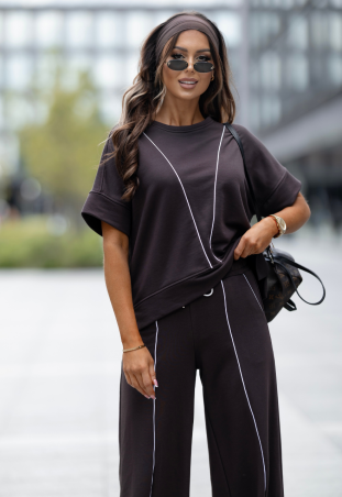 Dres bluza i spodnie z szeroką nogawką - NASTI CHOCOLATE