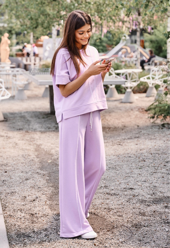 Dres bluza i spodnie z szeroką nogawką - NASTI LILA