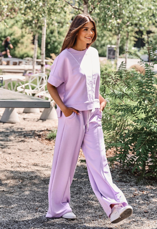 Dres bluza i spodnie z szeroką nogawką - NASTI LILA
