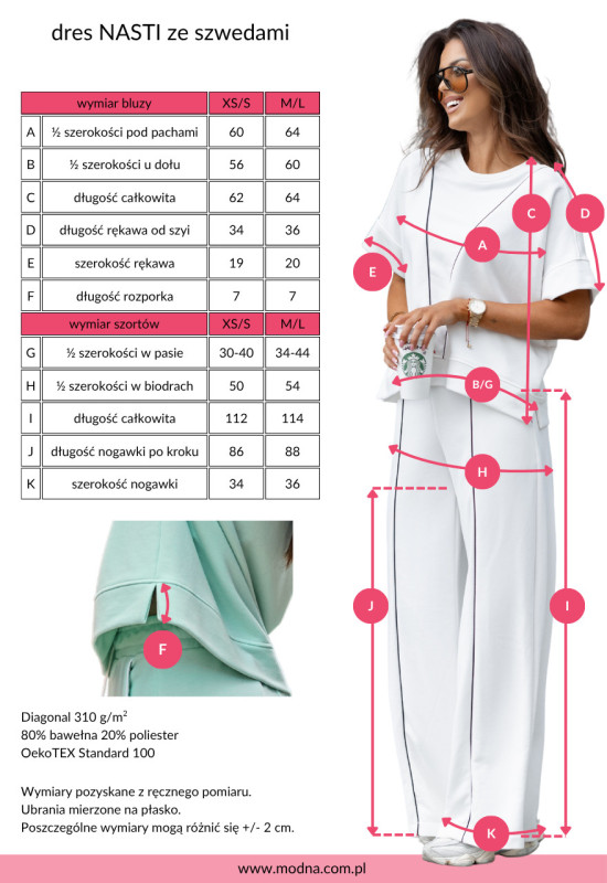 Tabela rozmiarów komplet - NASTI
