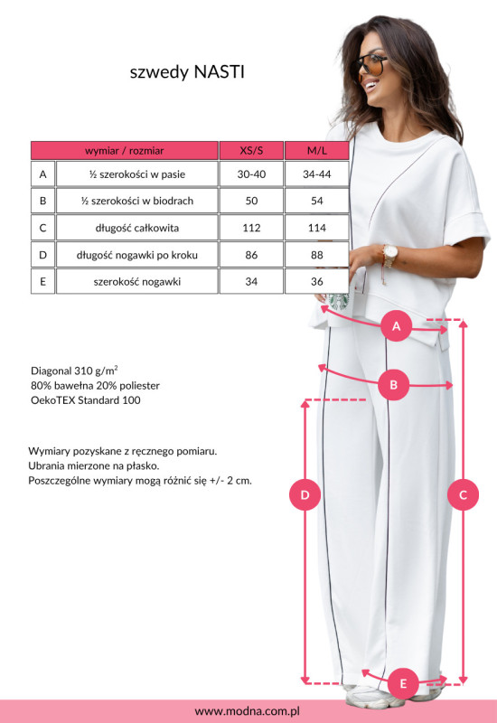 Szwedy NASTI - tabela rozmiarowa