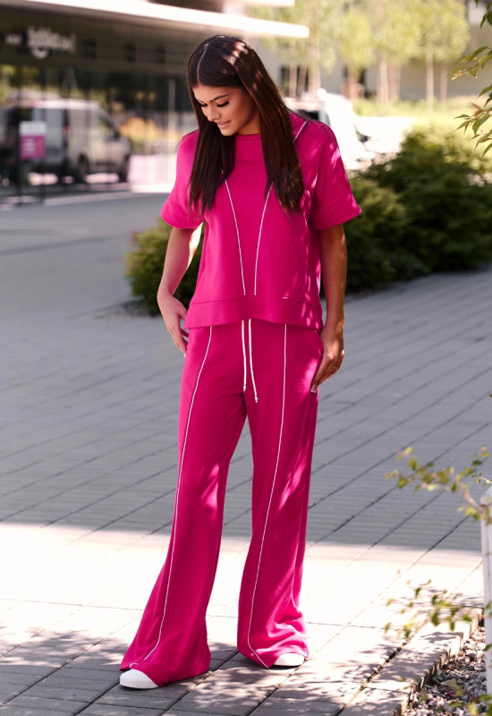 Dres bluza i spodnie z szeroką nogawką - NASTI FUCHSIA