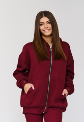 Bluza rozpinana z kapturem bordowa - LAURA CLARET