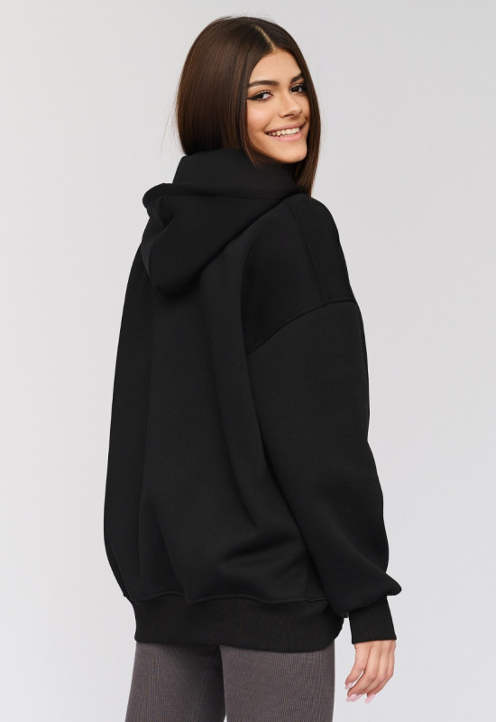 Bluza rozpinana z kapturem czarna - LAURA BLACK