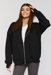 Bluza rozpinana z kapturem czarna - LAURA BLACK