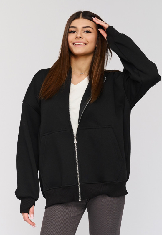 Bluza rozpinana z kapturem czarna - LAURA BLACK