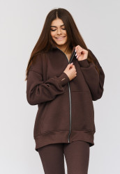 Bluza rozpinana z kapturem brązowa - LAURA CHOCOLATE