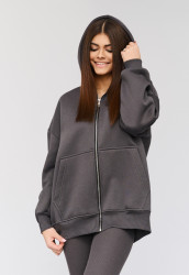 Bluza rozpinana z kapturem grafitowa - LAURA GRAPHITE