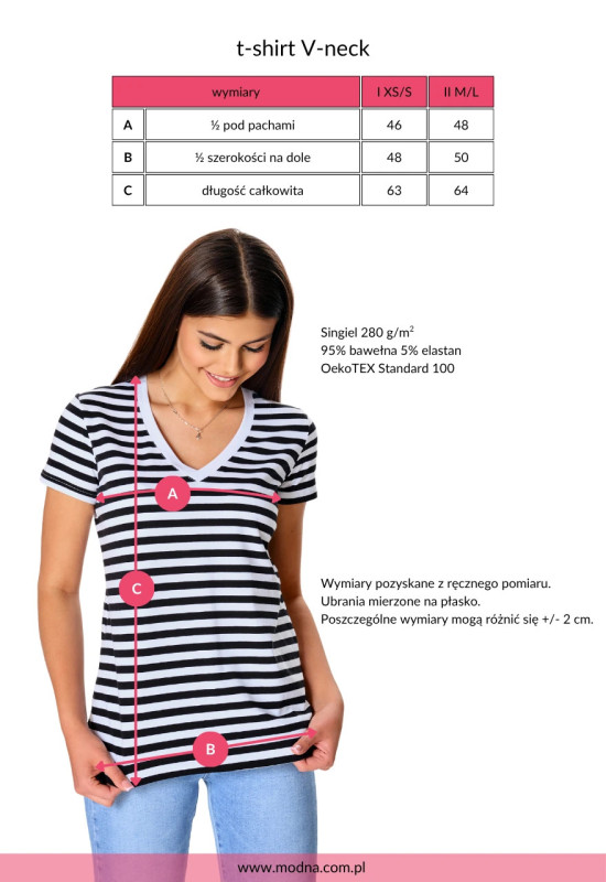 T-shirt taliowany V-neck ECRU - bluzka damska.