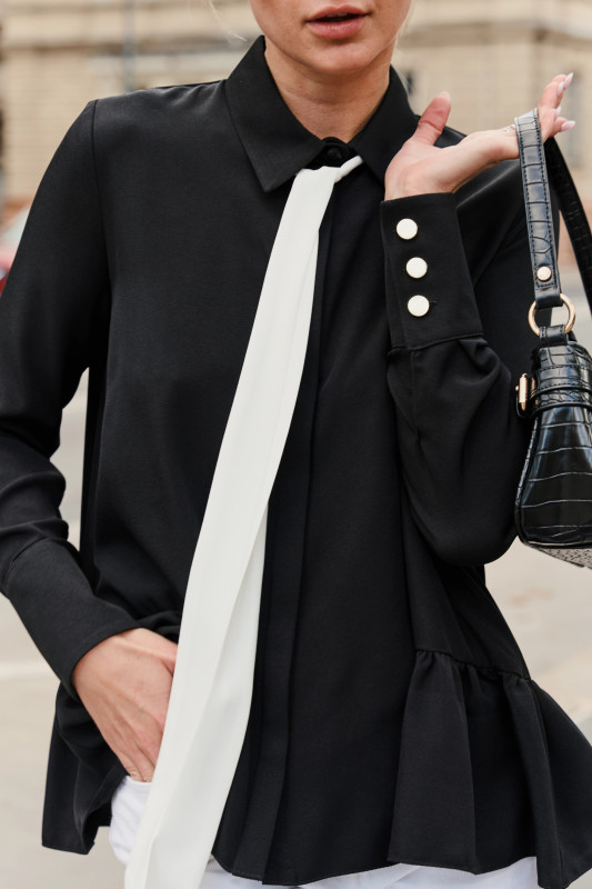 Koszula czarna z krawatem - AGA BLACK