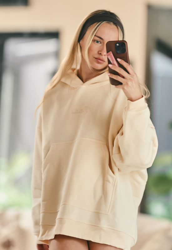 Bluza oversize z kapturem - UNO CREAM