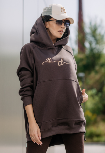 Bluza kangurka z suwakami MARGO CHOCOLATE