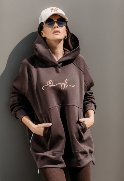 Bluza kangurka z suwakami MARGO CHOCOLATE